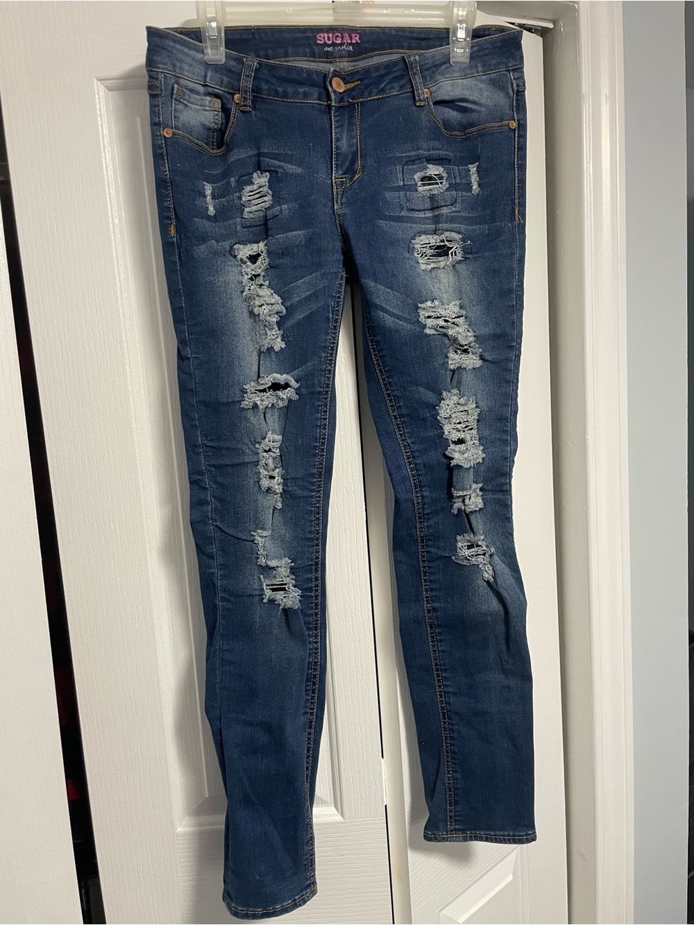 Sugar Blue Skinny Jeans with Rips